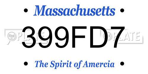 399FD7 Massachusetts License Plate