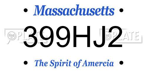 399HJ2 Massachusetts License Plate