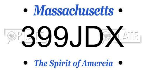 399JDX Massachusetts License Plate