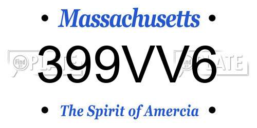 399VV6 Massachusetts License Plate