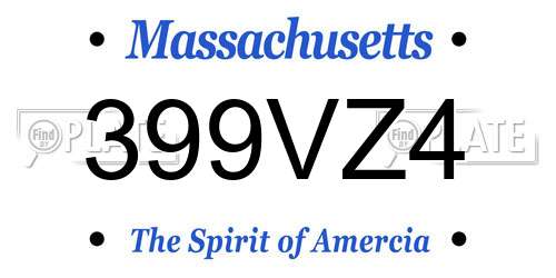 399VZ4 Massachusetts License Plate