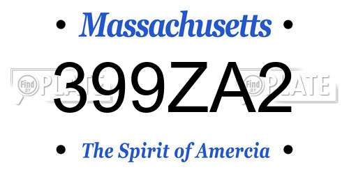 399ZA2 Massachusetts License Plate