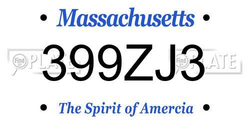 399ZJ3 Massachusetts License Plate