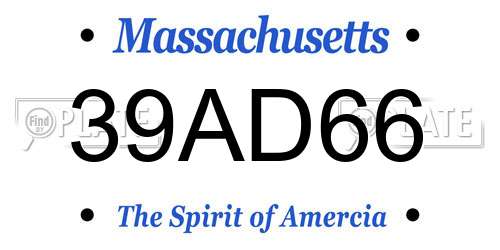 39AD66 Massachusetts License Plate