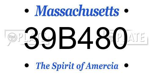 39B480 Massachusetts License Plate