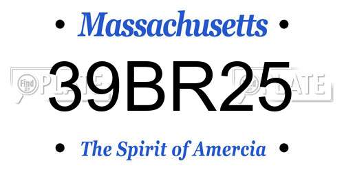 39BR25 Massachusetts License Plate
