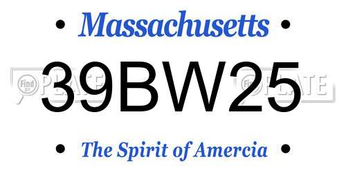 39BW25 Massachusetts License Plate