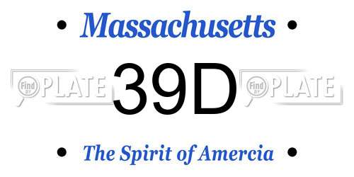 39D Massachusetts License Plate