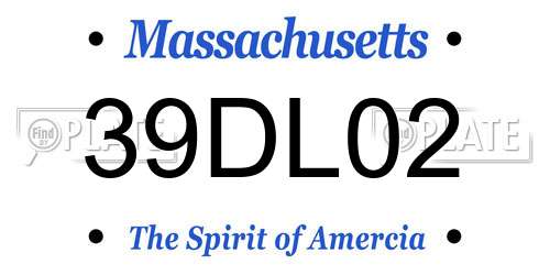 39DL02 Massachusetts License Plate