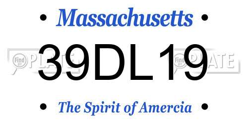 39DL19 Massachusetts License Plate