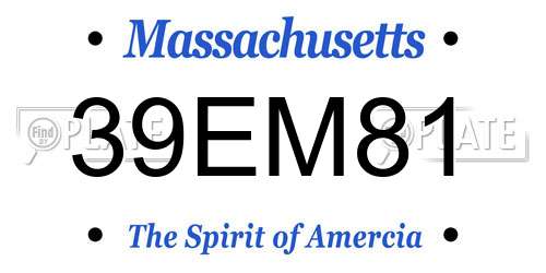 39EM81 Massachusetts License Plate
