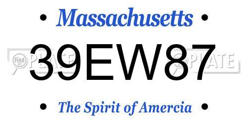 39EW87 Massachusetts License Plate