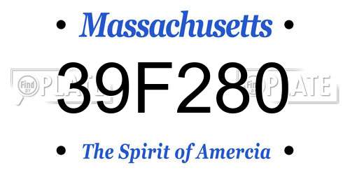 39F280 Massachusetts License Plate