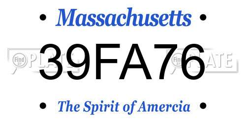 39FA76 Massachusetts License Plate