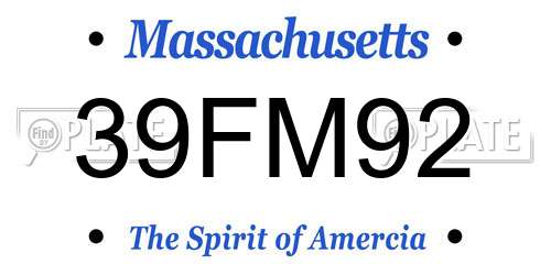 39FM92 Massachusetts License Plate