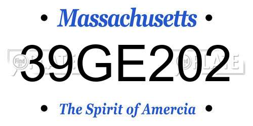 39GE202 Massachusetts License Plate