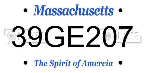 39GE207 Massachusetts License Plate