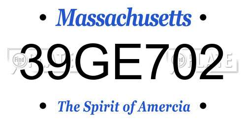 39GE702 Massachusetts License Plate
