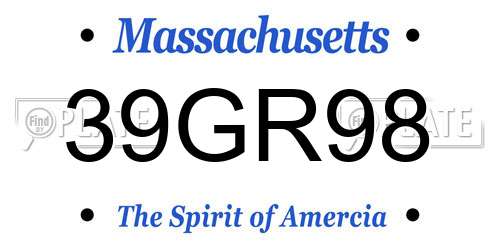 39GR98 Massachusetts License Plate
