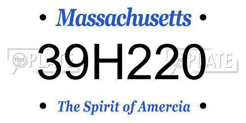 39H220 Massachusetts License Plate