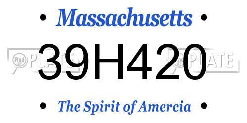 39H420 Massachusetts License Plate