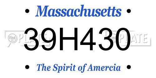 39H430 Massachusetts License Plate