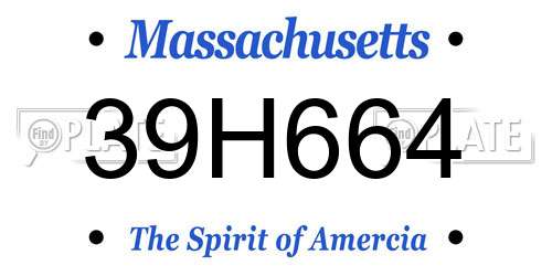 39H664 Massachusetts License Plate