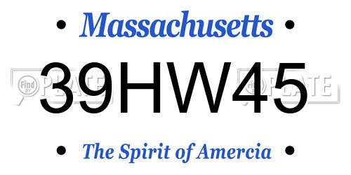 39HW45 Massachusetts License Plate