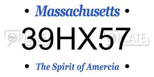 39HX57 Massachusetts License Plate