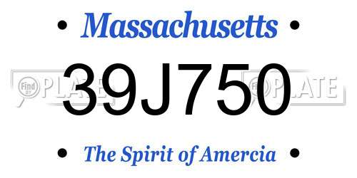 39J750 Massachusetts License Plate
