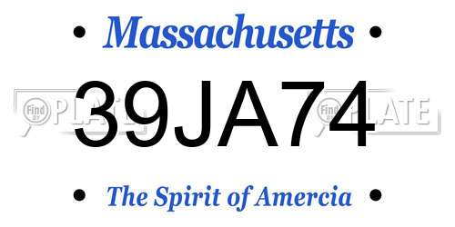 39JA74 Massachusetts License Plate