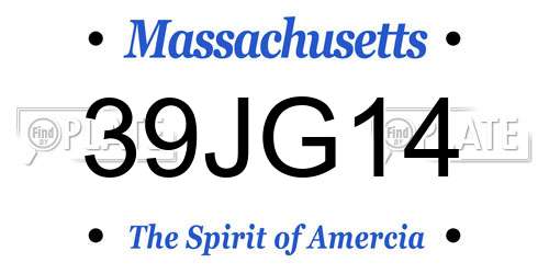 39JG14 Massachusetts License Plate