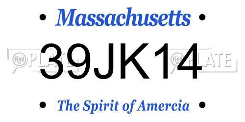 39JK14 Massachusetts License Plate