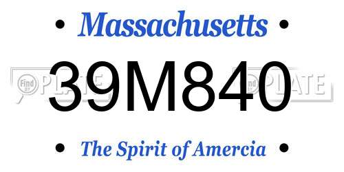 39M840 Massachusetts License Plate
