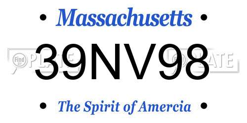 39NV98 Massachusetts License Plate