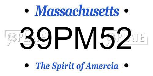 39PM52 Massachusetts License Plate