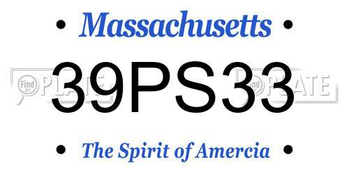 39PS33 Massachusetts License Plate