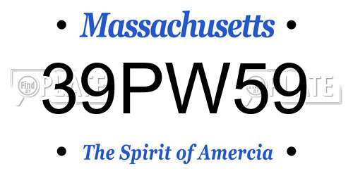 39PW59 Massachusetts License Plate