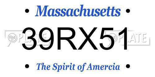 39RX51 Massachusetts License Plate