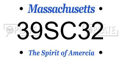 39SC32 Massachusetts License Plate