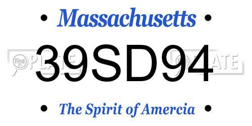 39SD94 Massachusetts License Plate