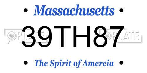 39TH87 Massachusetts License Plate