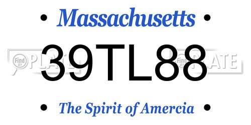 39TL88 Massachusetts License Plate