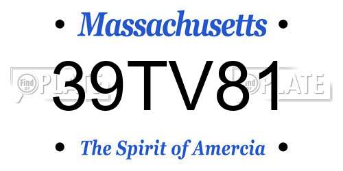 39TV81 Massachusetts License Plate