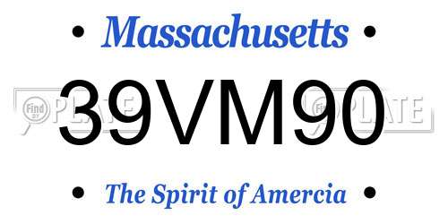 39VM90 Massachusetts License Plate