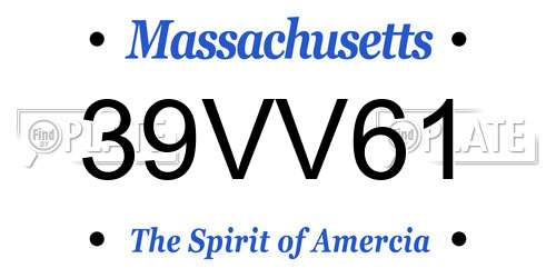 39VV61 Massachusetts License Plate