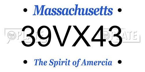 39VX43 Massachusetts License Plate