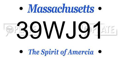 39WJ91 Massachusetts License Plate