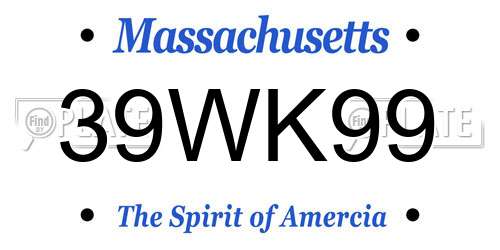 39WK99 Massachusetts License Plate