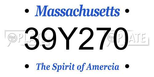 39Y270 Massachusetts License Plate